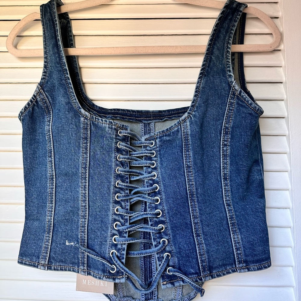Denim Lace-Up corset - Medium